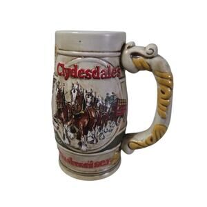 1981 Budweiser Holiday Beer Stein Snowy Woodland Clydesdale Ceramarte Mug